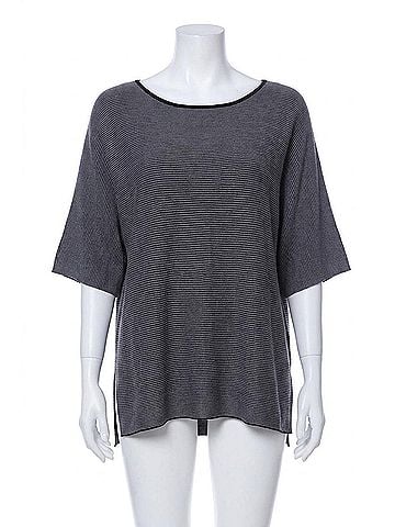 Angel 2-Tone High Slit Sweater Poncho in Gray (view 1)