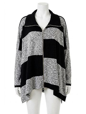 Angel Color Block Zip Poncho in Black (view 1)