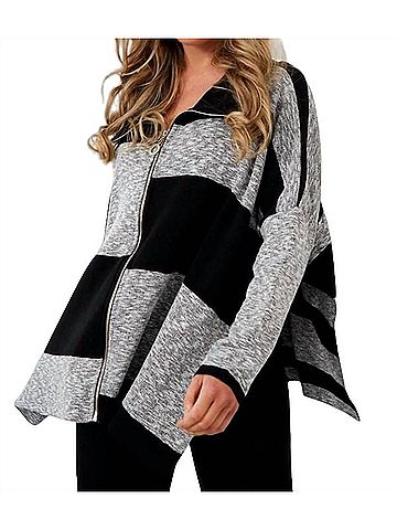 Angel Color Block Zip Poncho in Black (view 2)