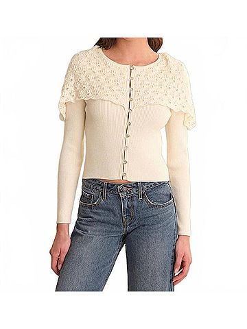 525 America Beatrice Cape Crochet Like Cardigan in Sea Salt (view 2)