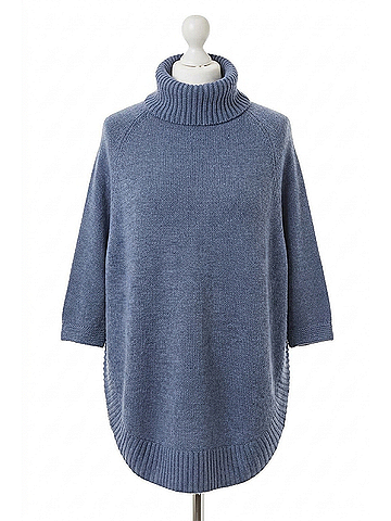 Bishop + Young Casual Clutch Naomi Turtleneck Poncho in Blue (view 2)