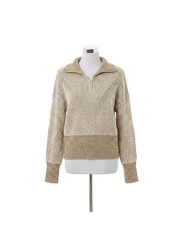 Doe & Rae Leigha Stripe Half Zip in Brown (view 1)