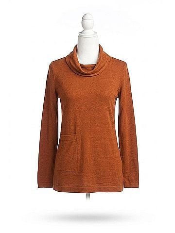 Papillon Knit Cowl Neck Sweater in Rust (view 1)