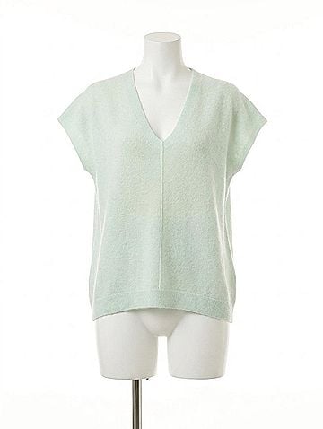 White + Warren V Neck Poncho Top in Seafoam Haze Heather (view 1)