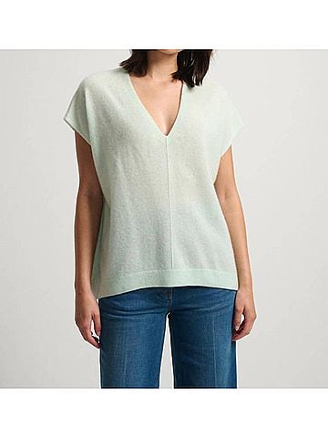 White + Warren V Neck Poncho Top in Seafoam Haze Heather (view 2)