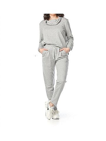 Papillon Oversized Sweater With Ribbed Hem &amp; Cuffs in Grey (view 2)