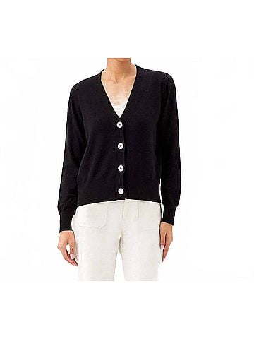 Karen Kane V Neck Sweater Cardigan in Black (view 2)