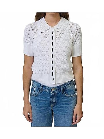 Central Park West Charli Eyelet Stitch Top in White (view 2)