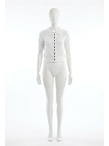 Central Park West Charli Eyelet Stitch Top in White (view 1)