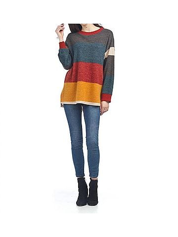 Papillon Color Blocked Crew Sweater in Multi (view 2)