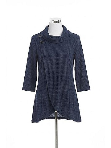 Papillon Waffle Crossover Top in Navy (view 1)