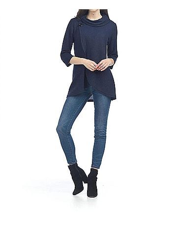 Papillon Waffle Crossover Top in Navy (view 2)