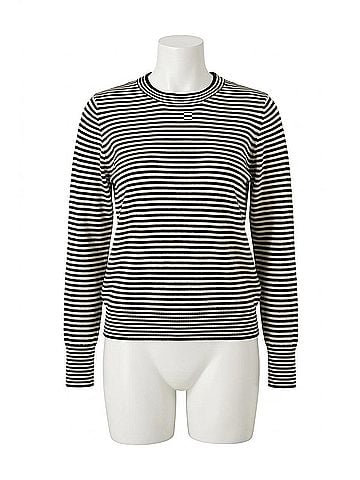 KAFFE Kanala Round Neck Tight Knit Pullover in Chalk Black (view 1)