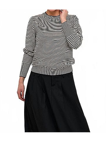 KAFFE Kanala Round Neck Tight Knit Pullover in Chalk Black (view 2)