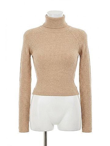 Love Tree Women's For The Record Turtleneck Sweater in Oat (view 1)