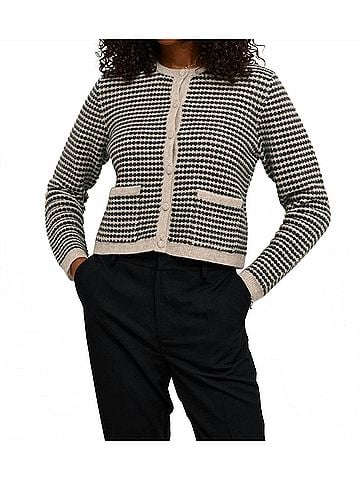 KAFFE Kaellery Button Round Neck Cardigan in Neutral (view 2)
