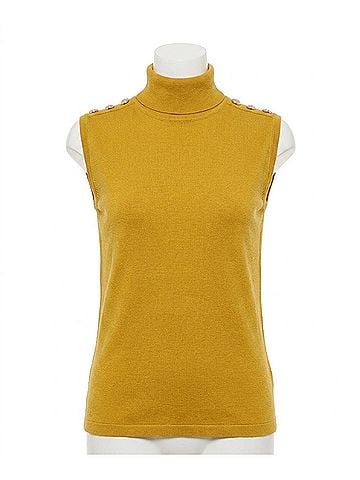 ESQUALO Women's Sleeveless Sweater in Golden Olive (view 1)