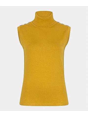 ESQUALO Women's Sleeveless Sweater in Golden Olive (view 2)