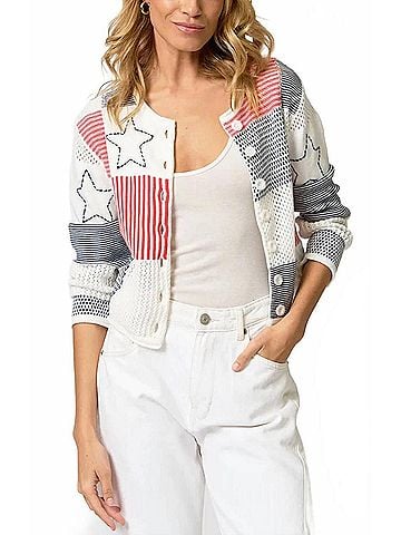 Central Park West Ralph Quilt Patchwork Cardigan in Multi (view 2)