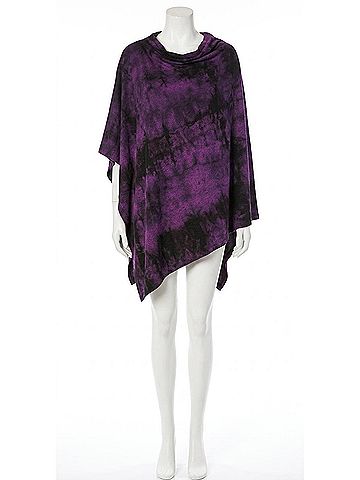 French Kyss Marble Wash Asymmetrical Poncho in Grape (view 1)