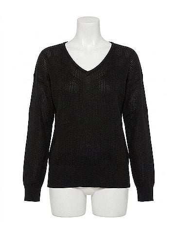 French Kyss Lightweight V-Neck Star Top in Black (view 1)