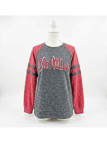 Press Box Ole Miss Dawn Fleece Top in Grey (view 1)