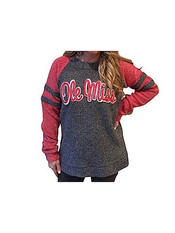 Press Box Ole Miss Dawn Fleece Top in Grey (view 2)