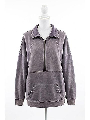Michelle Mae Vintage Wash Half-Zips in Slate (view 1)