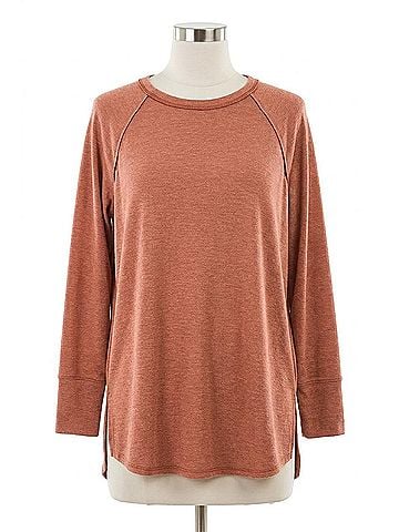 Adora Plus Crew Neck Long Sleeve Top in Burgundy (view 1)