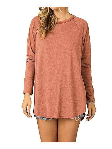 Adora Plus Crew Neck Long Sleeve Top in Burgundy (view 2)