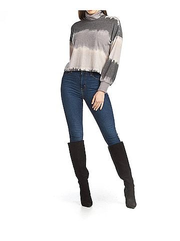 Papillon Tie Dye Stripe Turtleneck Sweater in Grey (view 2)