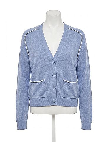 Lilla P Saddle Sleeve V-Neck Cardigan in Cornflower Blue (view 1)