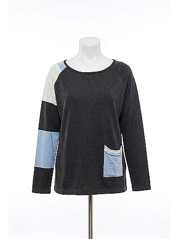 Angel Color Block Scoopsweater in Coal Combo (view 1)
