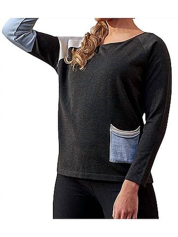 Angel Color Block Scoopsweater in Coal Combo (view 2)