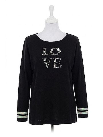 Angel 3/4 Love Crew Sweater in Black/Multi (view 1)