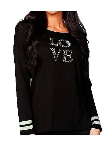 Angel 3/4 Love Crew Sweater in Black/Multi (view 2)