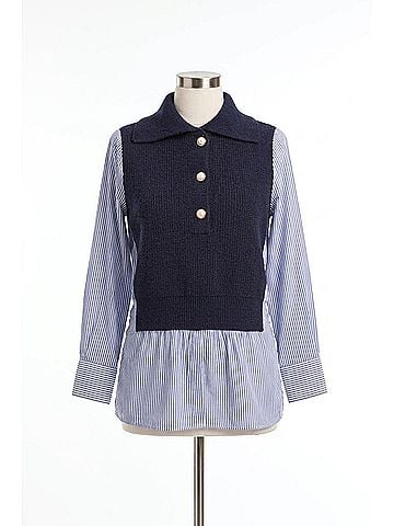 FDJ Mixed Media Sweater in Navy (view 1)