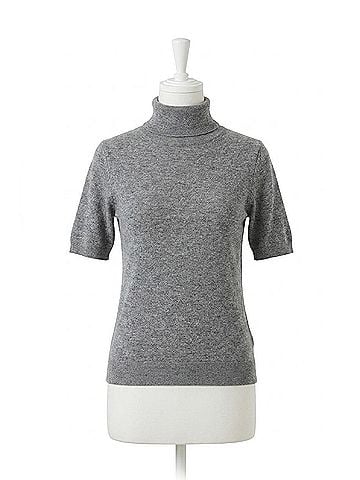 Crescent Half Sleeve Turtleneck Top in Heather Grey (view 1)