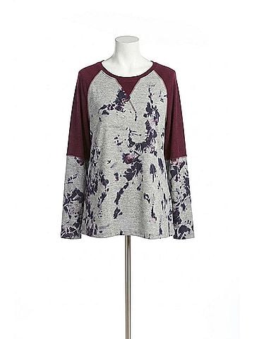 Papillon Stretchy Floral Sweater With Panels in Grey (view 1)