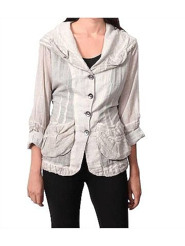 Angel Oil Wash Hooded Button-Up Cardigan in Sand (view 2)