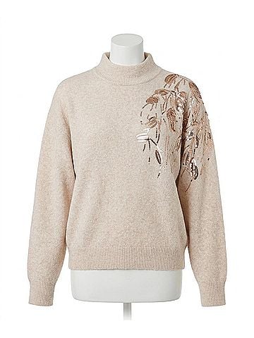 ESQUALO Svaney Sequins Sweater in Light Sand (view 1)