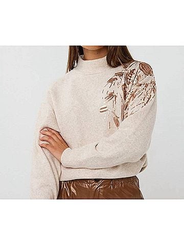 ESQUALO Svaney Sequins Sweater in Light Sand (view 2)