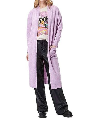 John & Jenn Renn Long Open Knit Cardigan in Purple Rhapsody (view 2)
