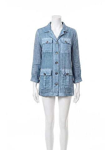 Angel Oil Wash Hooded Button-Up Cardigan in Denim (view 1)