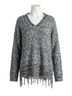 Umgee Gray Frayed Knit Pullover Sweater in Oreo Size S - photo 1