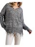 Umgee Gray Frayed Knit Pullover Sweater in Oreo Size S - photo 3