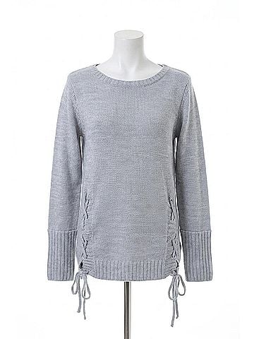 French Kyss Parker Tie Up Sweater in Gray (view 1)