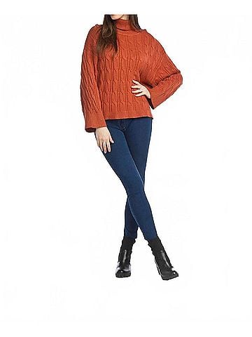 Papillon Cable Knit Oversized Cropped Sweater in Rust (view 2)