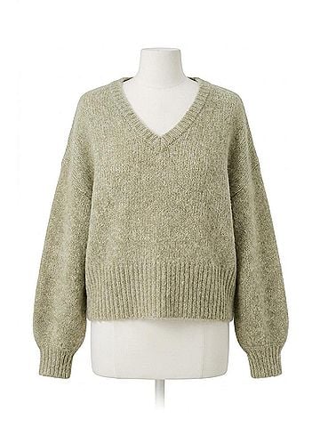 KAFFE Katrina V-Neck Casual Fit Pullover Sweater in Feather Gray Melange (view 1)