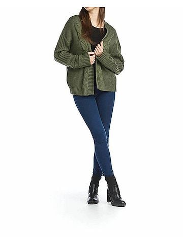Papillon Cable Knit Cardigan in Khaki (view 2)